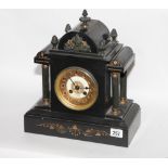 Victorian striking mantel clock in black marble case