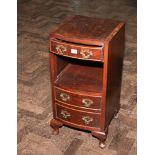 Walnut bow front bedside cabinet fitted 3 drawers