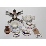 Small collection of china including a 3 piece miniature Coalport teaset, Doulton vase etc.