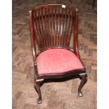 Edwardian mahogany bedroom chair with red upholstered seats