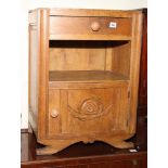 Light oak bow front bedside cabinet