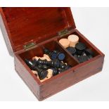 Set of Chess men, draughts in box etc.