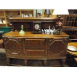 1930's 5' shape front highly carved sideboard with 2 centre drawers and small back carved turned