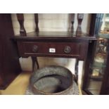 Small reproduction mahogany sofa table style drop leaf coffee table with leather top fitted one