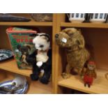 Schuco monkey, vintage picnic bear toy, old mohair dog,