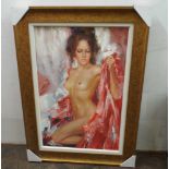 Elena Priestley oil on canvas 'Silence' depicting a female nude in contemporary swept frame,