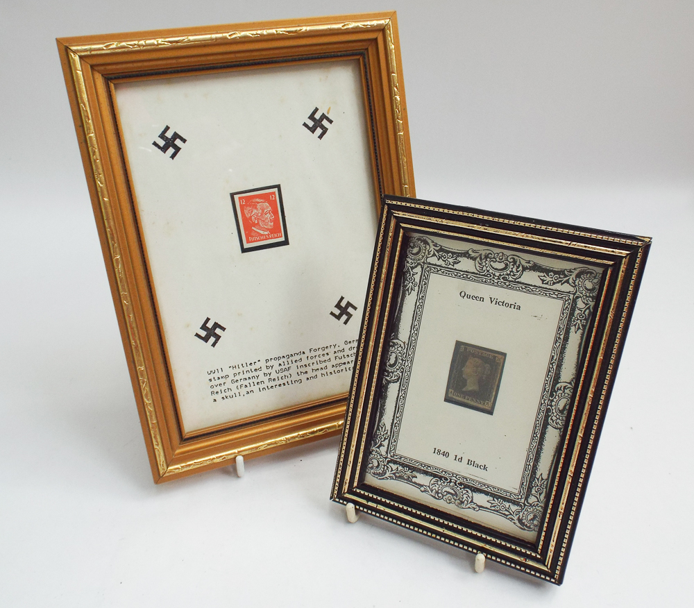 World War II Hitler propaganda forgery stamp printed by Allied Forces dropped over Germany by USAF