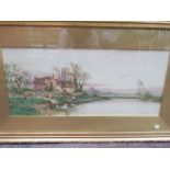 Stuart Lloyd RVA pair of late Victorian watercolours on the river Arun,