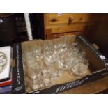 Qty of cut and other wine glasses and other commemorative plates
