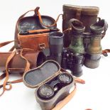 Collection of old binoculars, monocular and opera glasses,