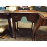 Small inlaid mahogany side table with fitted 2 drawers