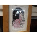 Small watercolour of Madame Pompadour in pine frame