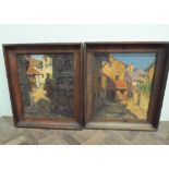 Pair of French early 20th century impressonist views of Provenal towns,