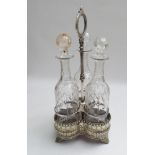 Silver plated 3 bottle decanter tantulus   Condition - decanters appear sound, slightly clouded