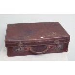 Brown leather vintage suitcase