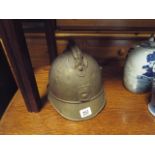 Old 19th century brass firemans helmet