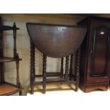 2' 3 oval oak gate leg table with barley twist legs