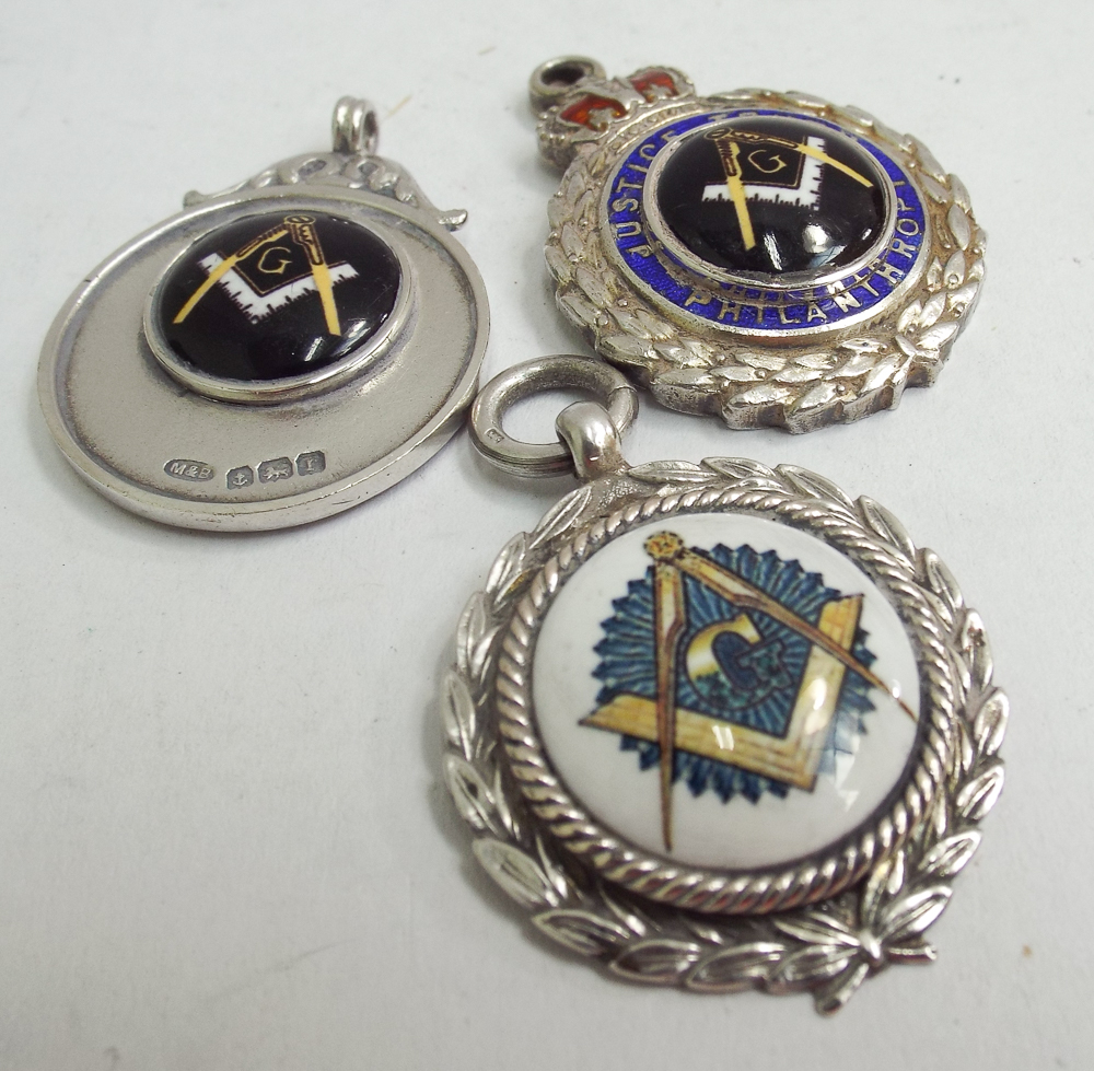 3 silver and enamel Masonic fobs - Image 2 of 2