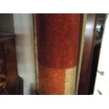 Large terracotta patterned rug and a white painted dressing stool