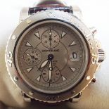 Mont Blanc Sport Chronograph automatic gents wristwatch with brown mock croc leather strap with box