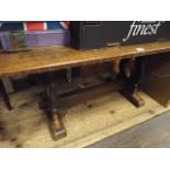 Long reproduction oak refectory style coffee table