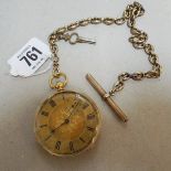 Victorian 18ct gold pocket watch, inside case stamped Patent Lever 15 jewels,