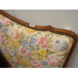 4'6 French walnut bedstead with floral upholstered panel ends