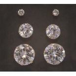 3 pairs of 9ct yellow gold claw set CZ solitaire earrings