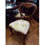 Set of 6 Victorian mahogany balloon back dining chairs on cabriole front legs with drop in seats,