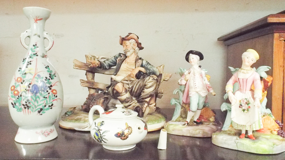 Qty of china including Capo di Monte figure, Oriental vase etc.