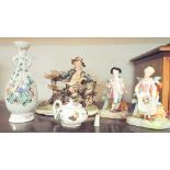 Qty of china including Capo di Monte figure, Oriental vase etc.