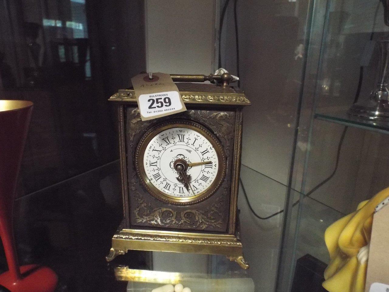 19th century French brass carriage/alarm clock stamped to the back Grand Prix De L'Horlogerie 1878,