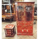 Oriental red lacquered cabinet