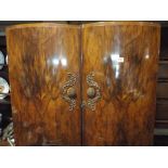 Vintage walnut veneered double door wardrobe