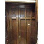 1930's oak wardrobe with hanging space and shelves,