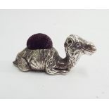 Small novelty silver pin cushion modelled as a camel with a hump stamped 925