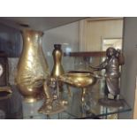 Oriental brassware to include figurines and vases