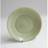 Plain pale green soapstone circular dish 18.