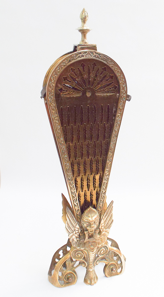 Brass fan shaped folding fire screen