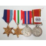 Group of World War II South African medals to include the 39 45 Star, the Italy Star,