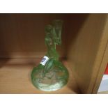 Art deco style green glass naked lady table lamp base