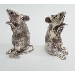 Pair of sterling silver novelty condiments modelled as mice 6cm tall stamped sterling
