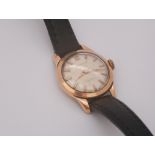 Ladies Lebois & Co 18ct vintage wristwatch on black leather strap