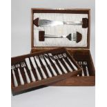 1920's oak canteen containing Mappin and Webb silver plated cutlery,