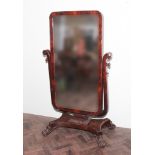 Very large Victorian cheval dressing mirror in mahogany frame on stand, stand has paw type feet,