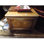 Victorian mahogany box commode with folding arms and ceramic liner