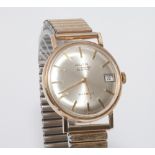 Gents 9ct gold Avia aviamatic vintage wristwatch, on flexible adjustable strap.