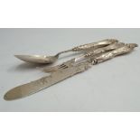 Mid 19th century silver three piece christening set comprising fork, knife and spoon,