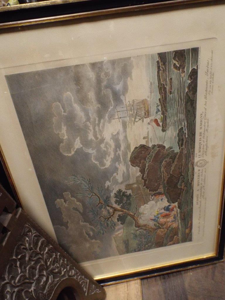 Pair of French hand coloured etchings by LJ Cathelin