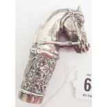 Walking cane top well modelled as a horses head,